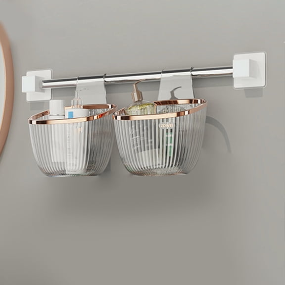 CasaChic 2-Pack Wall Hanging Basket, Vegetable & Spice Storage Organizer with Adhesive Hooks, Clear ABS Plastic, Stackable & Multipurpose for Kitchen, Pantry & Bathroom