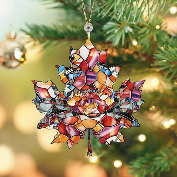 CasaChic 2024 Maple Leaf Shaped Wall Decoration, Acrylic Handmade Wall Hanging Door Hanging, Sun Catchers Festive Decorations, Great Gift for Home