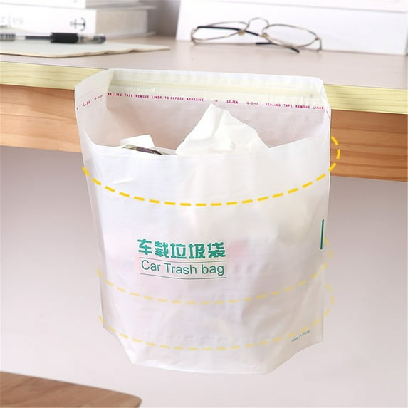 CasaChic 20PCS Car Trash Bag - Disposable & Space-Saving, with Double-Sided Tape, for Home & Car, Holds Wet Items