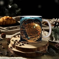 CasaChic 3D Space Bookshelf Ceramic Mug, Unique Design for Hot Cold Drinks, Home Decor & Study Coffee Cup, Ideal Gift for Book Lovers on Christmas Birthday