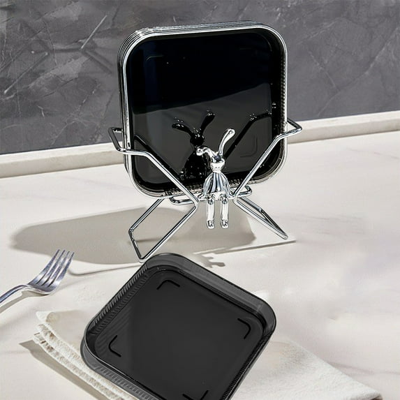 CasaChic 6-Piece Fruit & Cake Plate Set, Plastic+Metal Dining Table Garbage & Spit Bones Plates - Stable Base, Large Capacity, European Style for Home & Restaurant