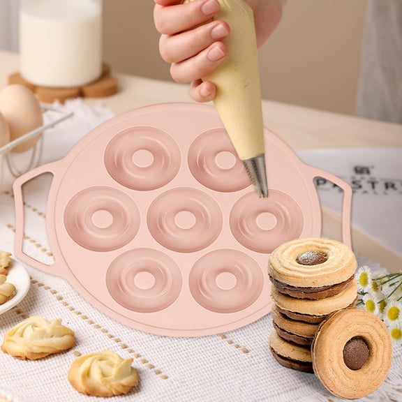 7-Cavity Cake Mold with Handles, High-Temperature Non-Stick Baking Tray, Food Grade Silicone, Ideal for Doughnuts, Cupcakes, and Other Desserts