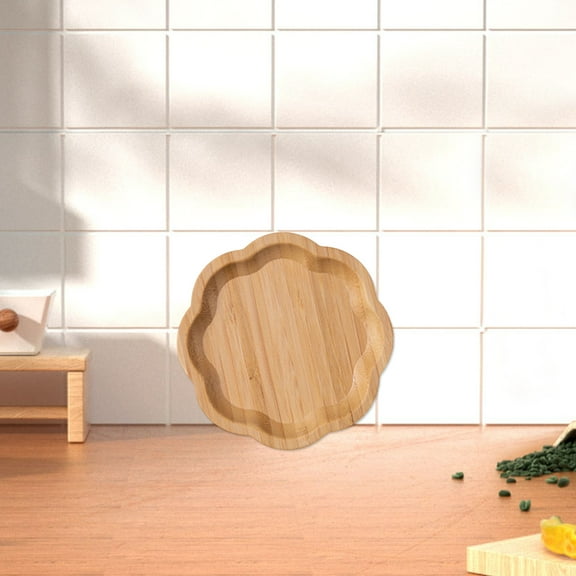 CasaChic Bamboo Solid Wood Tray, 5.9x5.9in Yellow Multi-Shaped Fruit & Snack Storage Platter with Natural Aroma, Splinters Free & Sturdy for Home, Parties & Decor