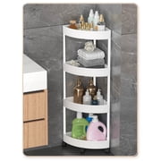 CasaChic Bathroom Corner Shelf, 4-Tier Rolling Storage Organizer with Drainage Holes & Guardrail