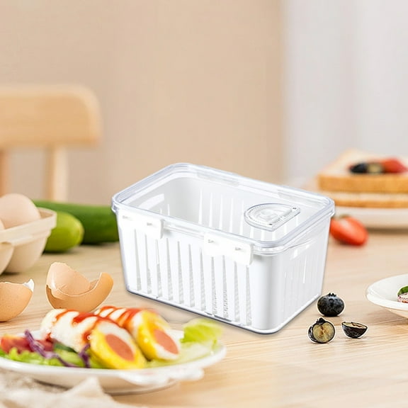 CasaChic Fridge Organizer, Food Storage Container with Lid - Airtight, Drainage Basket & Freshness Tracker for Fruit, Vegetables & Refrigerator