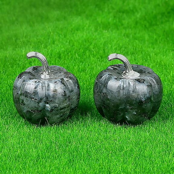 CasaChic Hand Made Miniature Pumpkin, Natural Crystal Stone, Halloween Thanksgiving Tabletop Decoration Ornament, Festive Decor Accent