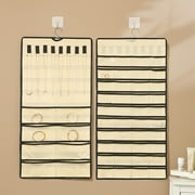 Hanging Jewelry Organizer with 48 Pockets, Travel Roll for Necklaces, Earrings, Rings, Bracelets, Closet, Wall or Door Storage, Home and Travel Use