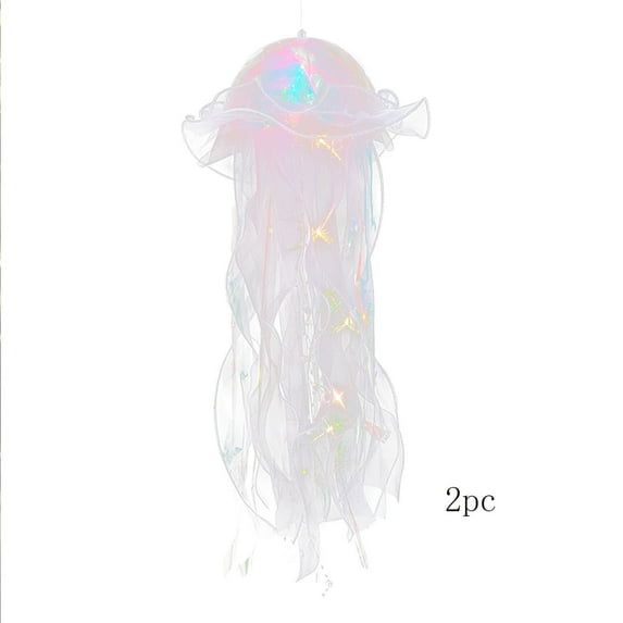 CasaChic Jellyfish Lamp Material Pack – 2pc Reusable Hanging Decor, Colorful LED Strips & Sparkling Ribbons – Ocean Theme Party Lights for New Year's Eve, Birthdays & Room Decor