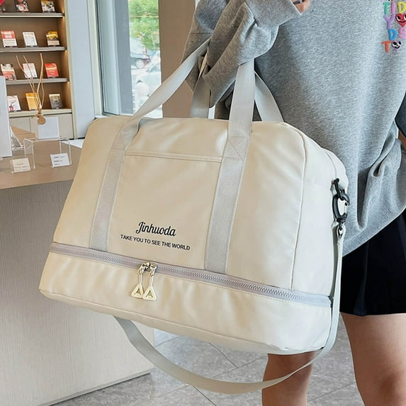 CasaChic Large Capacity Folding Travel Duffel Bag, Multi-function Handbag with Shoe Compartment & Wet/Dry Pockets - Portable for Travel, Gym & Daily Use