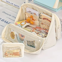 CasaChic Large Capacity Pencil Case, 9 Compartments, Detachable, Woven Fabric, Durable, Customizable Storage, for Stationery/Office Supplies