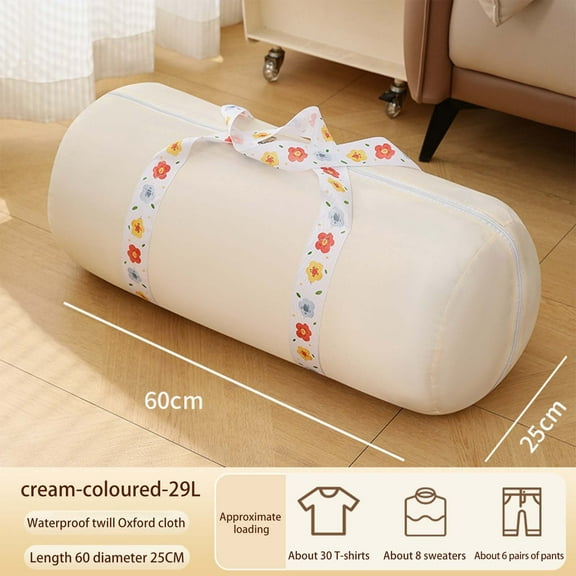 Large Capacity Storage Bag with Handle, Foldable Fabric Storage Bucket, Breathable and Waterproof for Blankets, Pillows, Clothes, Quilts, Easy to Carry, Perfect for Home Organization