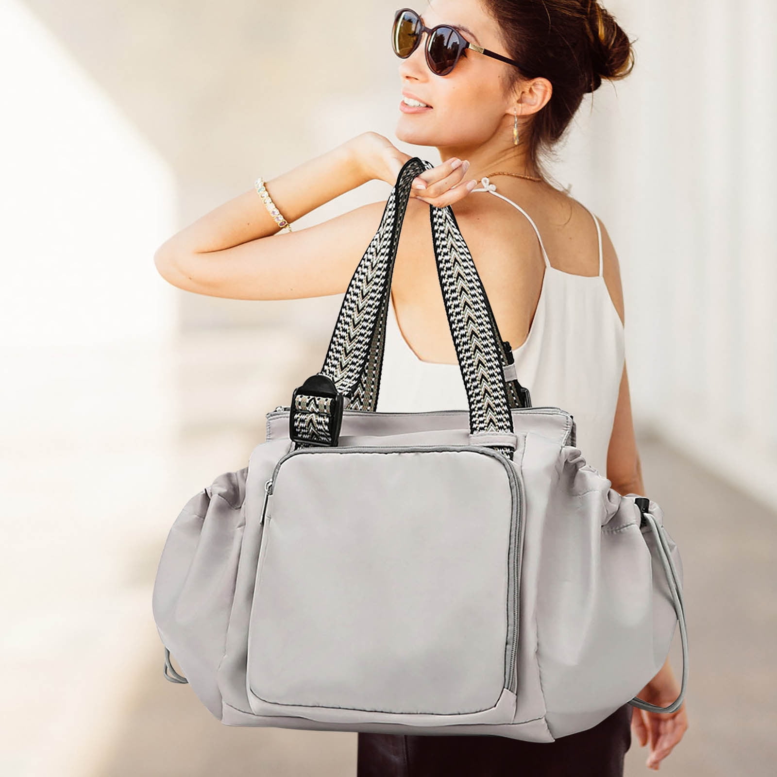 CasaChic Multifunctional Travel Organizer Bag, 3-in-1 Tote Crossbody Shoulder Bag for Women, Large Capacity 15-Pocket with Laptop Compartment, Waterproof Sturdy Material, Luggage Sleeve Design