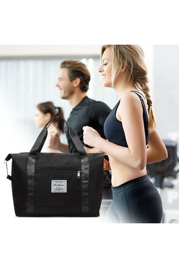 Nylon Canvas Shoulder Crossbody Bag, Large Capacity Multi-Compartment Foldable Travel Bag, Lightweight Tear-Resistant with Wet Dry Separation, Expandable Design for Gym Shopping Luggage