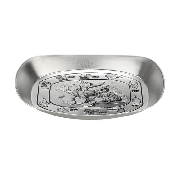 CasaChic Outdoor Vintage Embossed Tinplate Fruit Tray, Camping Tableware for Snack, Cake & Barbecue, Retro Dining Decor