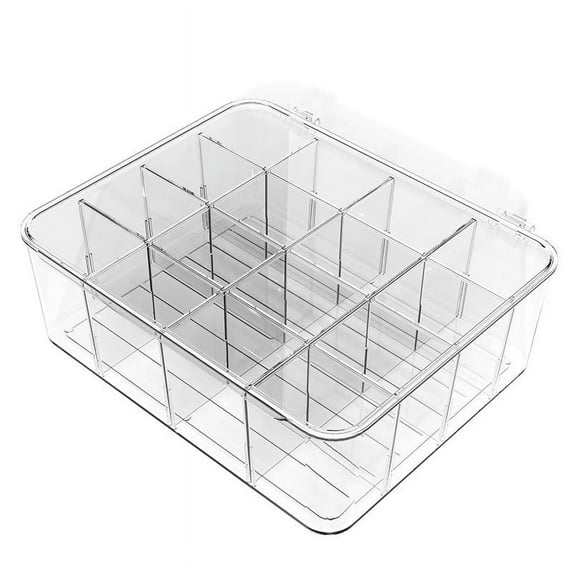 CasaChic PET Household Storage Box, Classification Organizer with Divider Tray & Lid - for Underwear, Fruits & Vegetables