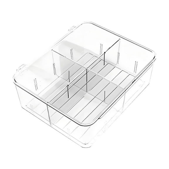 CasaChic PET Household Storage Box, Classification Organizer with Divider Tray & Lid - for Underwear, Fruits & Vegetables