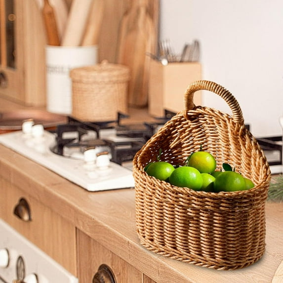 CasaChic Plastic Woven Wall Hanging Storage Basket, Eco-Friendly & Durable with Large Capacity, for Home Living Room Wall Decoration & Organizing Items