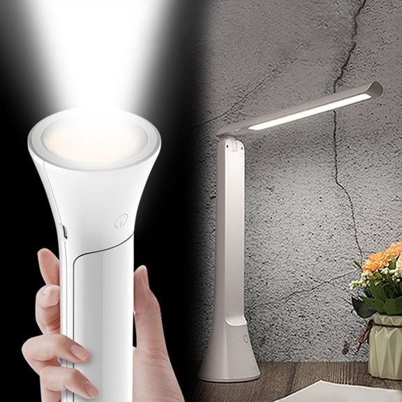 CasaChic Rechargeable Folding LED Desk Lamp, IP65 Waterproof Flashlight, Stepless Dimming 3 Light Colors, 0-180° Foldable, for Camping Study Emergency, Eye-Caring Lighting