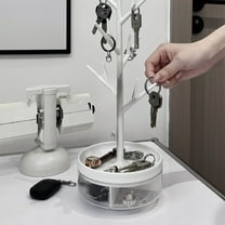 CasaChic Rotating Tree Jewelry Storage Rack, Plastic Detachable Display Stand with Drawer, for Necklace, Earring, Hair Accessories & Desktop Storage 36.5*14*5.5cm