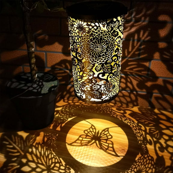 CasaChic Solar Lanterns Outdoor Hanging, Hollowed-Out Metal Decor Lantern, IP55 Waterproof Solar Powered, Auto On/Off, Patio Garden Porch Decor Lighting