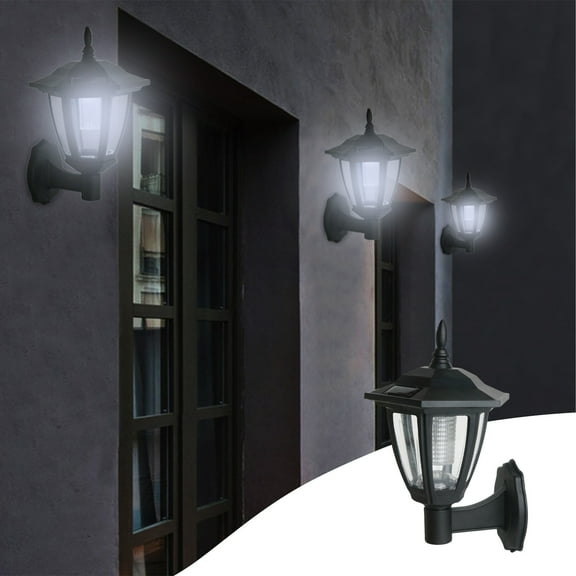 CasaChic Solar Wall Lanterns, Outdoor Solar Powered Sconce Lights, Wall Mount Vintage Design, IP44 Waterproof, Auto On/Off Sensor, for Garden Patio Garage Front Door, Easy to Install