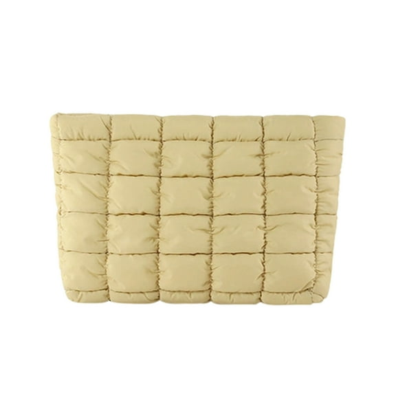 CasaChic Solid Color Checkered Down Bag, Fashionable Quilted Nylon Small Bag for Shopping Travel, Versatile Casual Stylish Organizer with Zipper, Gift for Holidays