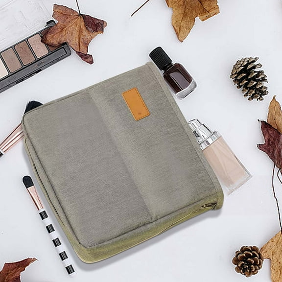 CasaChic Standing Makeup Bag, Portable Large Capacity Vertical Organizer with Multi-Compartment, Travel-Friendly Cosmetic Case with Secure Zipper Closure