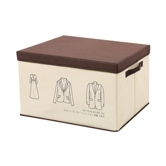 CasaChic Storage Box with Lid, Non-woven Printed - Large Size, Portable Foldable Sorting Storage for Clothes, Miscellaneous Items & Toys, Household Organizer