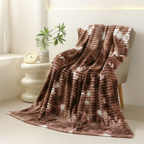 CasaChic Summer Cooling Velvet Throw Blanket - Ultra-Soft Fleece with Decorative Striped Design for Couch, Bed & Winter Use