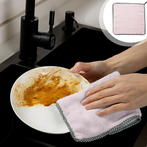 CasaChic Thick Super Absorbent Kitchen Dishwashing Cloth, Double-Layer Fleece, Lint-Free Oil-Resistant, with Hanging Loop, Multi-Purpose