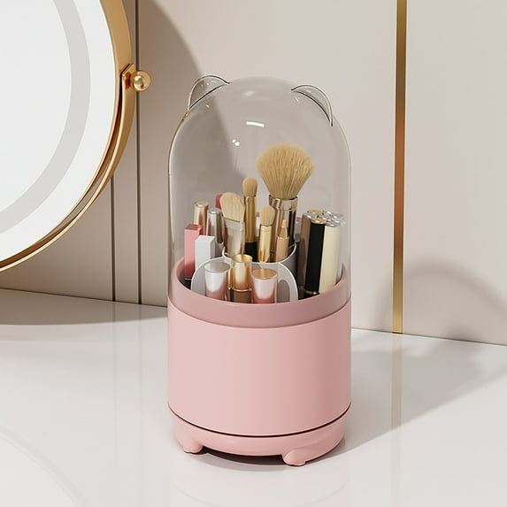 CasaChic Transparent 360 Rotary Makeup Brush Storage Box, with 5 Compartments - for Pens, Eye Shadow Brushes & Lipstick