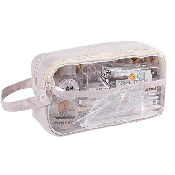 CasaChic Transparent 3D Pencil Case, Large Capacity, Double Zipper, Multiple Compartments, Fine Stitching, Durable, Stylish Stationery Storage