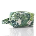 thumbnail image 1 of CasaChic Tropical Canvas Makeup Bag, Travel Toiletries Storage Pouch with Double Zippers & Handle - Cosmetic Purse for Women, 1 of 5