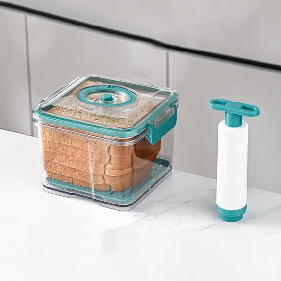 CasaChic Vacuum Sealed Food Storage Container, Transparent Airtight Jar with Timer Lock - Water Draining for Home Kitchen, Freshness & Freezing, with Hand Pump