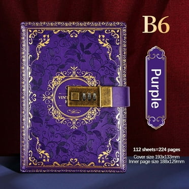 CasaChic Vintage B6 Lockable Diary Notebook, 3-Digit Password-Protected Journal with Luxury Leather Cover & Golden Embossing, 112 Pages for Student Stationery & Private Notes, Compact Size