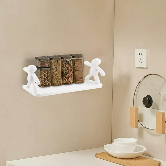 CasaChic Small Person Shelf, Wall Hanging No Punching Storage Rack for Toilet, Bathroom & Kitchen, Space-Saving Decorative Shelf
