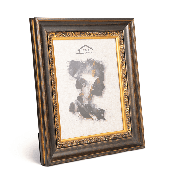 CasaDHG 8x10 Vintage Picture Frame, Antique Wooden Picture Frames with Mat for 5x7 Picture & Real Glass,Retro Design 8 x 10 Vintage Frames for Home and Office, Home & Wedding Decor, Black & Bronze