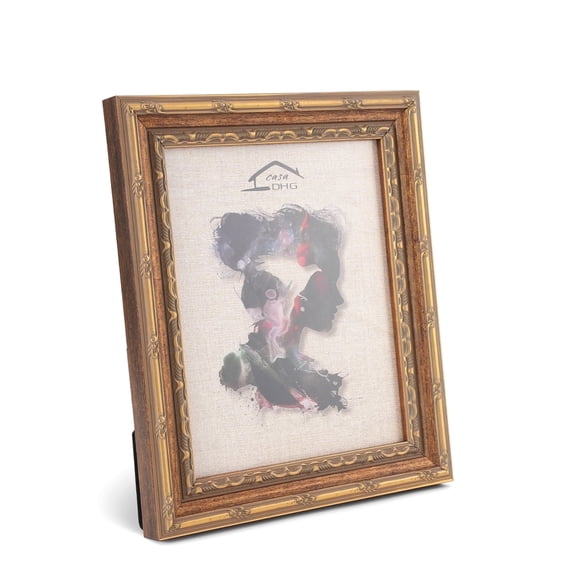 CasaDHG 8x10 Vintage Picture Frame with Glass, Antique Picture Frames, Retro Design 8 x 10 Vintage Frames for Home and Office, Home & Wedding Decor, Gold
