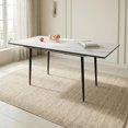 thumbnail image 1 of CasaGlajore 47–63" Expandable Dining Table with White Marble MDF Table Top and Tapered Black Metal Legs, 1 of 10