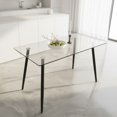thumbnail image 1 of CasaGlajore 51" Modern Glass Dining Table with 8mm Tempered Glass Top, Black or Silver Metal Legs, Multi-Use Desk for Kitchen, Office, or Living Room, 1 of 9