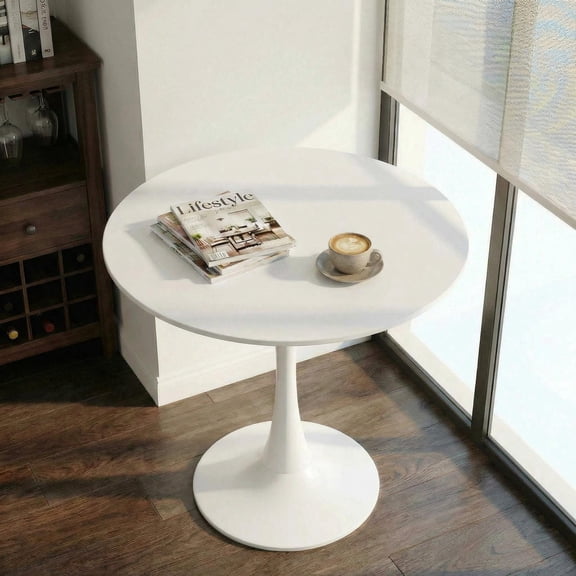 CasaGlajore Round Dining Table, 31.5" Round Kitchen Table for 4, Tulip Table with Pedestal Base, Bistro Table for Dining Room, Conference Room