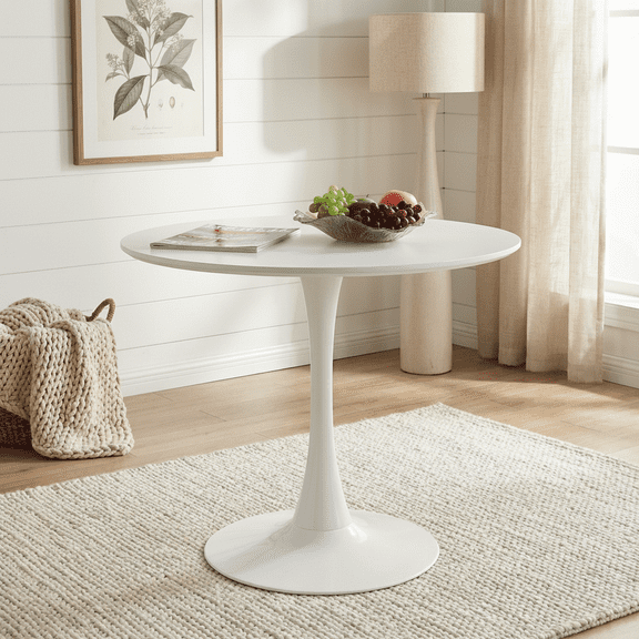 CasaGlajore Round Dining Table, 31.5" Round Kitchen Table for 4, Tulip Table with Pedestal Base, Bistro Table for Dining Room, Conference Room