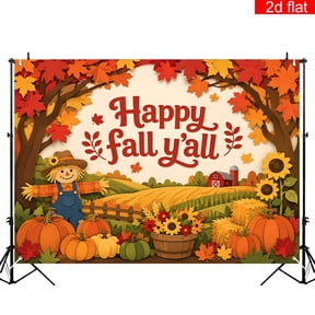 CasaVelle 6x9ft Fall Harvest Backdrop Polyester Scarecrow Pumpkins Sunflowers Farmhouse Photography Background