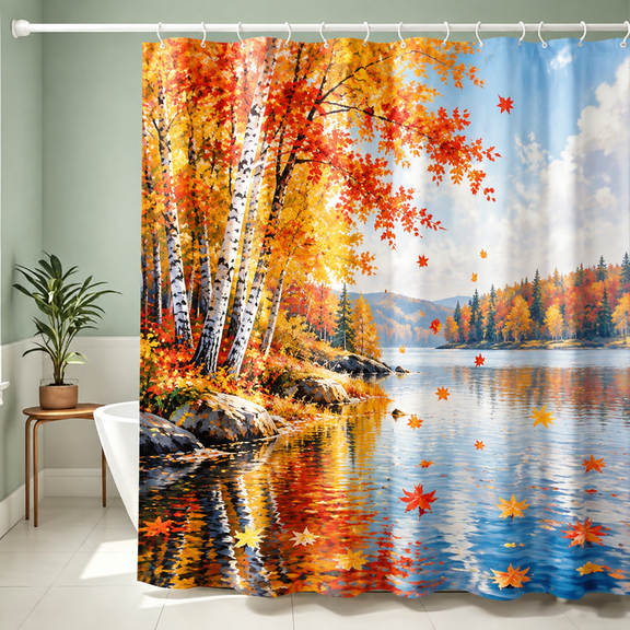 Hunting Fall Cougar Shower Curtain, Autumn Cabin Woodland Nature Design ...
