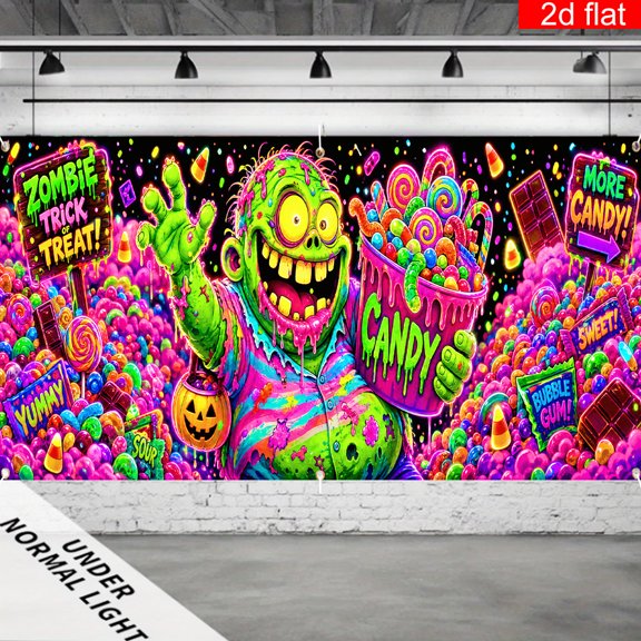CasaVelle Halloween Backdrop, 3 x 5 ft Zombie Candy Photo Booth Background