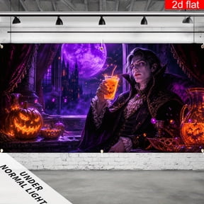 CasaVelle Halloween Vampire Wall Backdrop, Gothic Pumpkin Castle Scene Polyester Fabric Decoration for Bedroom Gaming Room Party Decor, 3 x 5 FT
