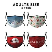 Casaba 4 Pack Face Masks Adult Kids Fun Cute Holiday Christmas Cotton Poly Adjustable Washable Reusable 2 Layer Pocket Filter