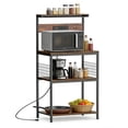 thumbnail image 1 of Casabay 24 Inch Metal & Wood Bakers Rack with Power Outlet & Storage, 4-Tier Multifunctional Coffee Bar Microwave Stand for Kitchen & Living Room, Rustic Brown, 1 of 8