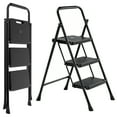 thumbnail image 1 of Casabay 3-Step Ladder with Anti-Slip Pedal, Foldable Step Stool with Solid Triangular Structure & 800 Lbs Sturdy Steel Ladder for Home, Kitchen, Garage, Black, 1 of 7