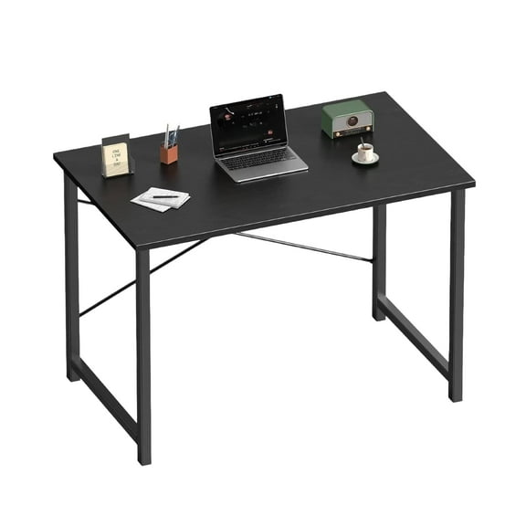 Casabay 31 Inch Computer Desk Home Office Desk with X-Shaped Metal Frame, Waterproof Writing Table with Simple Style for Small Space, Black